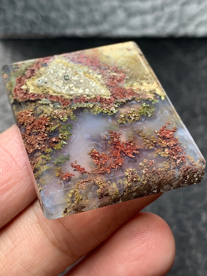 Scenic Moss Agate Rectangle Cabochon 37x29x5.5mm