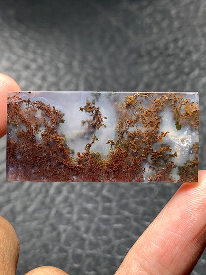 Scenic Moss Agate Rectangle Cabochon 38x18x5.5mm