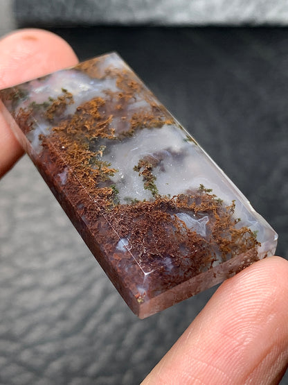 Scenic Moss Agate Rectangle Cabochon 38x18x5.5mm