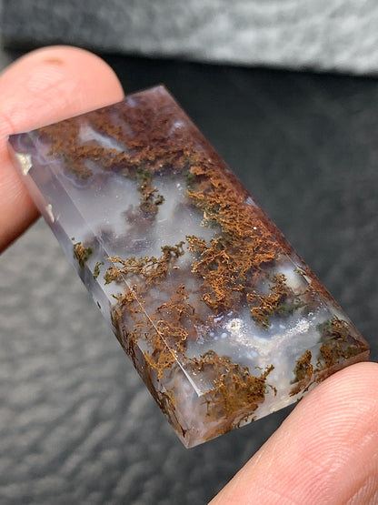 Scenic Moss Agate Rectangle Cabochon 38x18x5.5mm