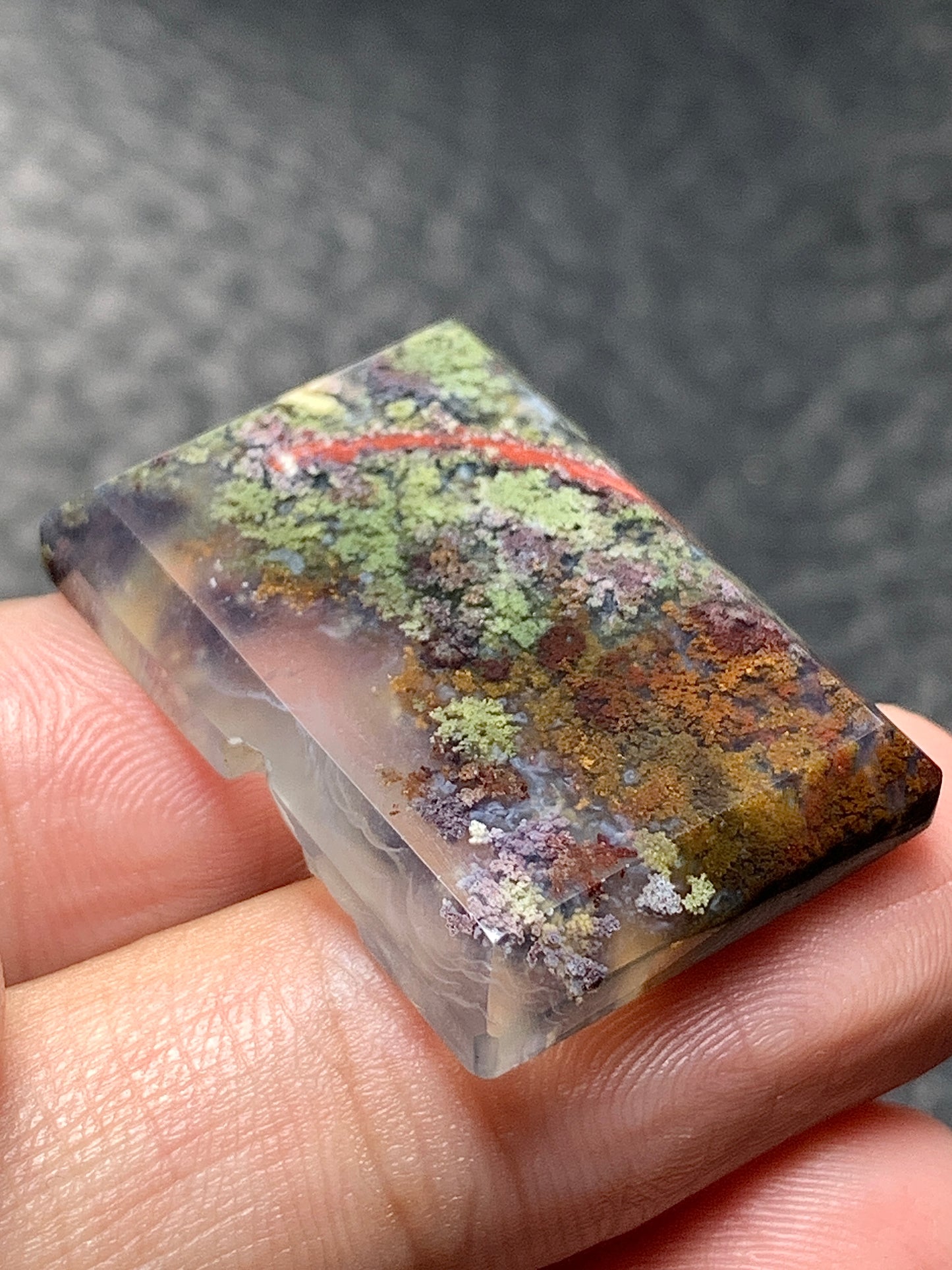 Scenic Moss Agate Rectangle Cabochon 28x19.5x4.5mm