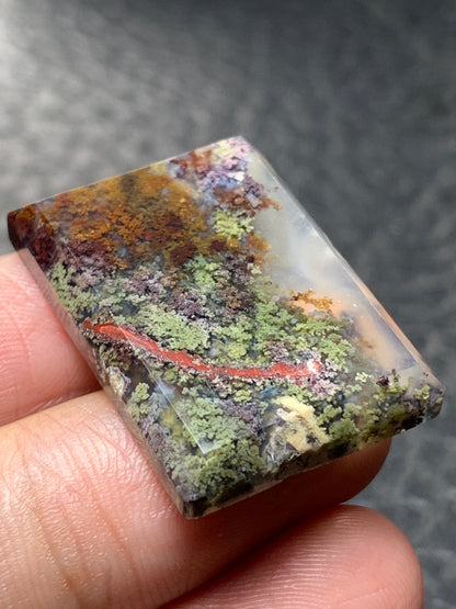 Scenic Moss Agate Rectangle Cabochon 28x19.5x4.5mm