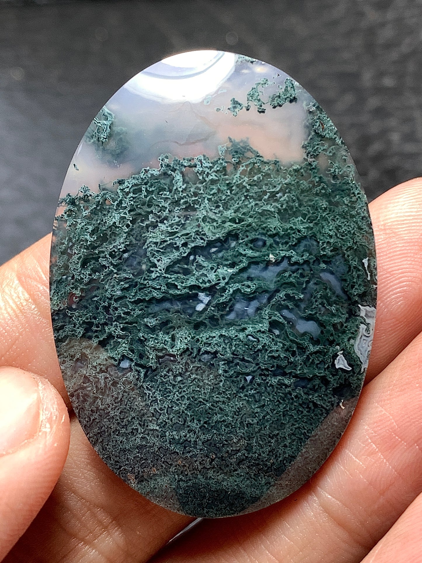 Scenic Moss Agate Oval Cabochon 44x31x7.3mm