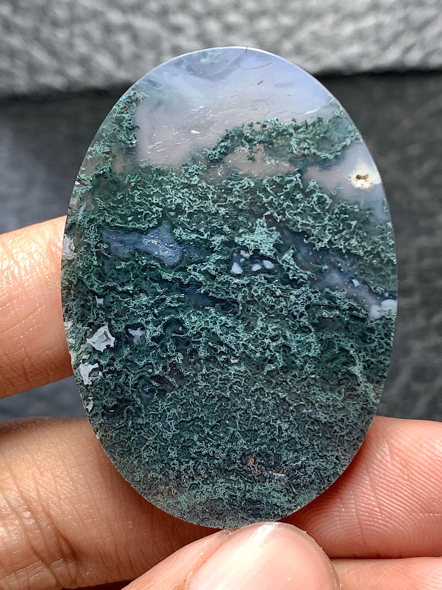 Scenic Moss Agate Oval Cabochon 44x31x7.3mm