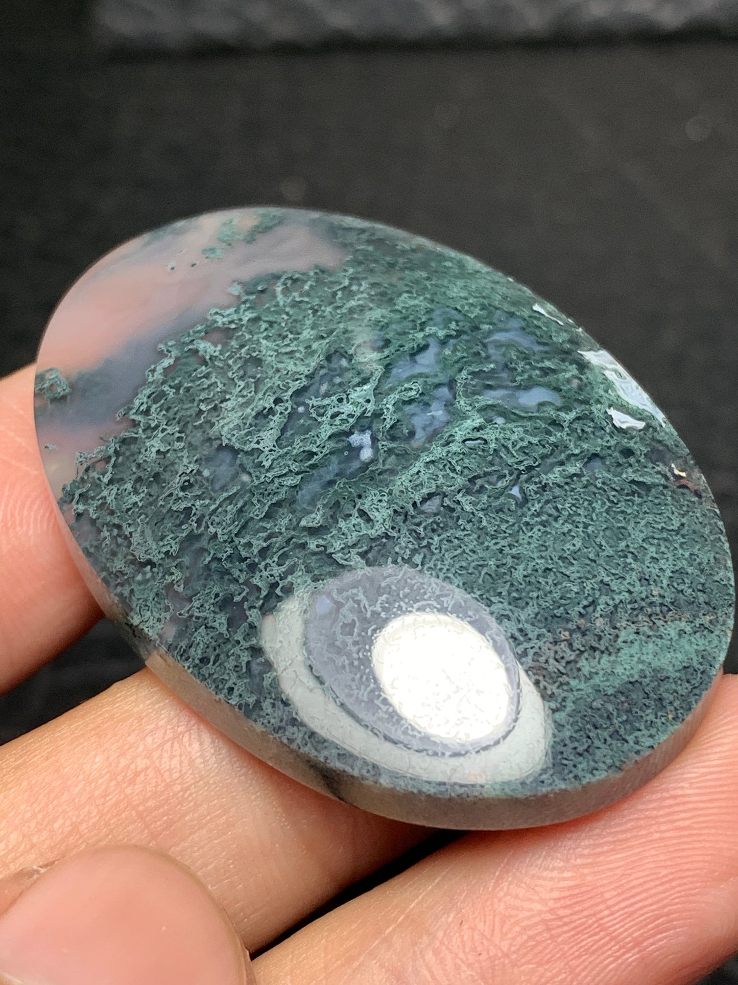 Scenic Moss Agate Oval Cabochon 44x31x7.3mm