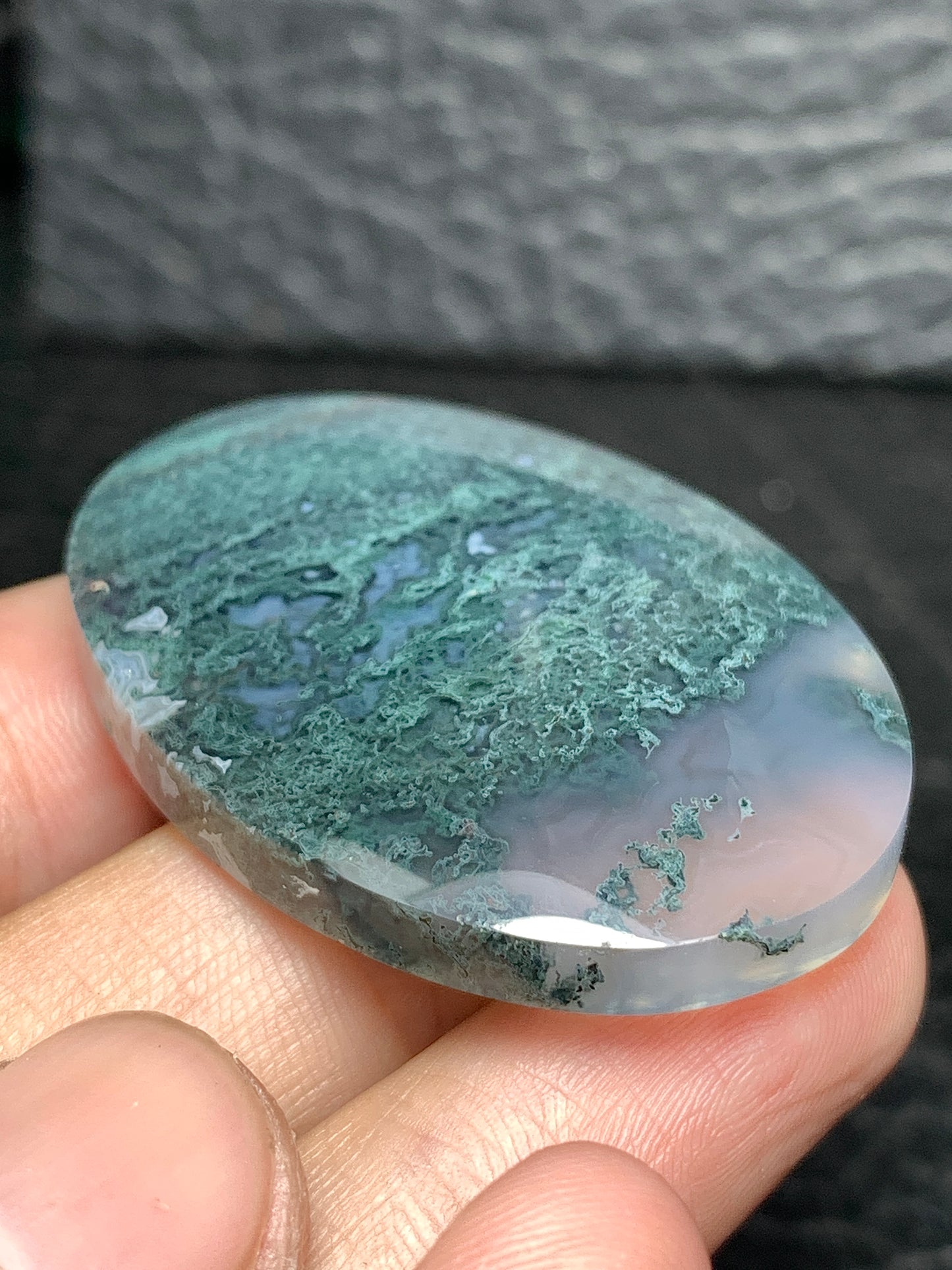 Scenic Moss Agate Oval Cabochon 44x31x7.3mm