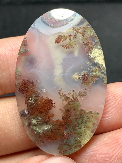 Scenic Moss Agate Oval Cabochon 38x24x5mm