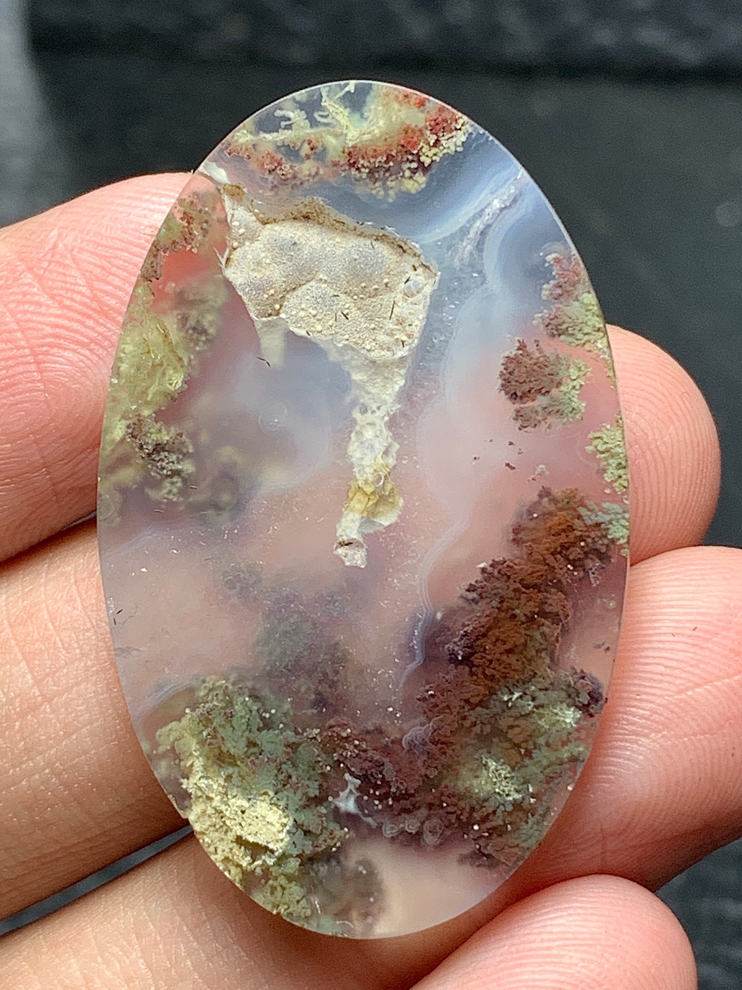 Scenic Moss Agate Oval Cabochon 38x24x5mm