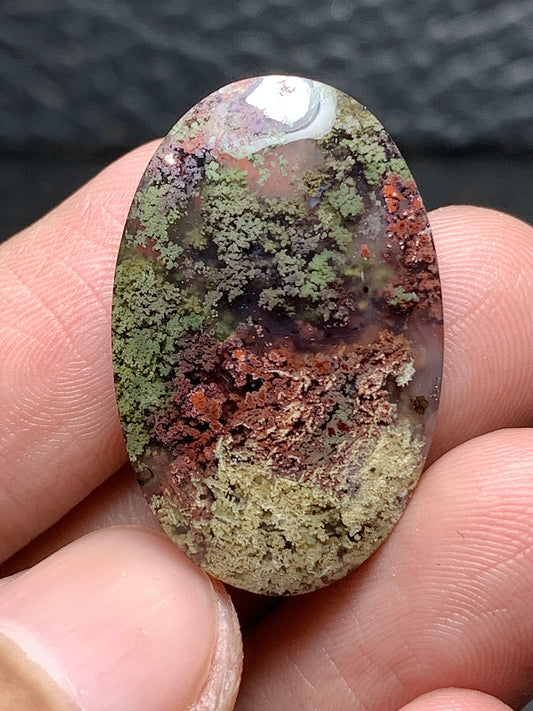 Scenic Moss Agate Oval Cabochon 28x18x6mm