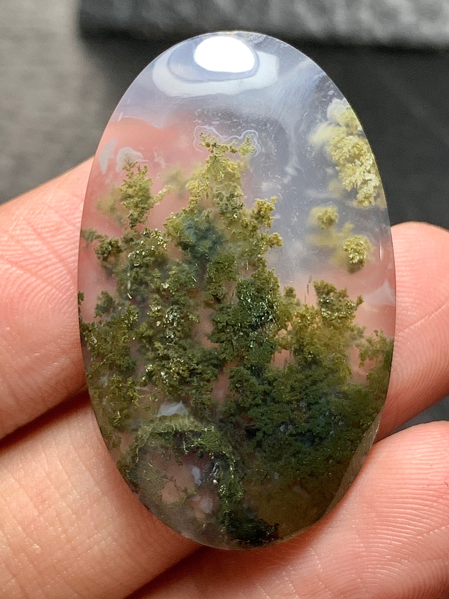 Scenic Moss Agate Oval Cabochon 37x23x5.2mm