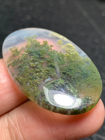 Scenic Moss Agate Oval Cabochon 37x23x5.2mm