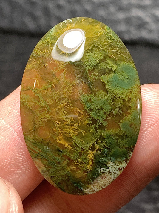 Unique Moss Agate Oval Cabochon 28x19x6mm