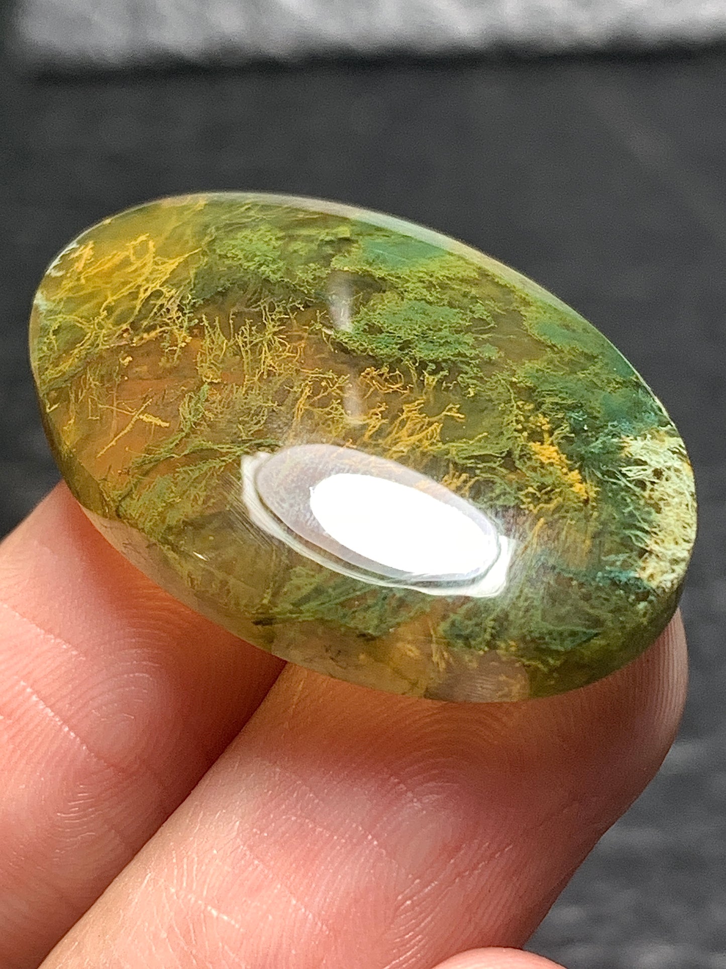 Unique Moss Agate Oval Cabochon 28x19x6mm