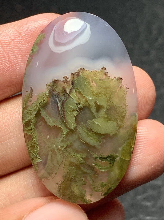 Scenic Moss Agate Oval Cabochon 37x22.5x6.2mm