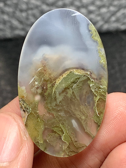 Scenic Moss Agate Oval Cabochon 37x22.5x6.2mm