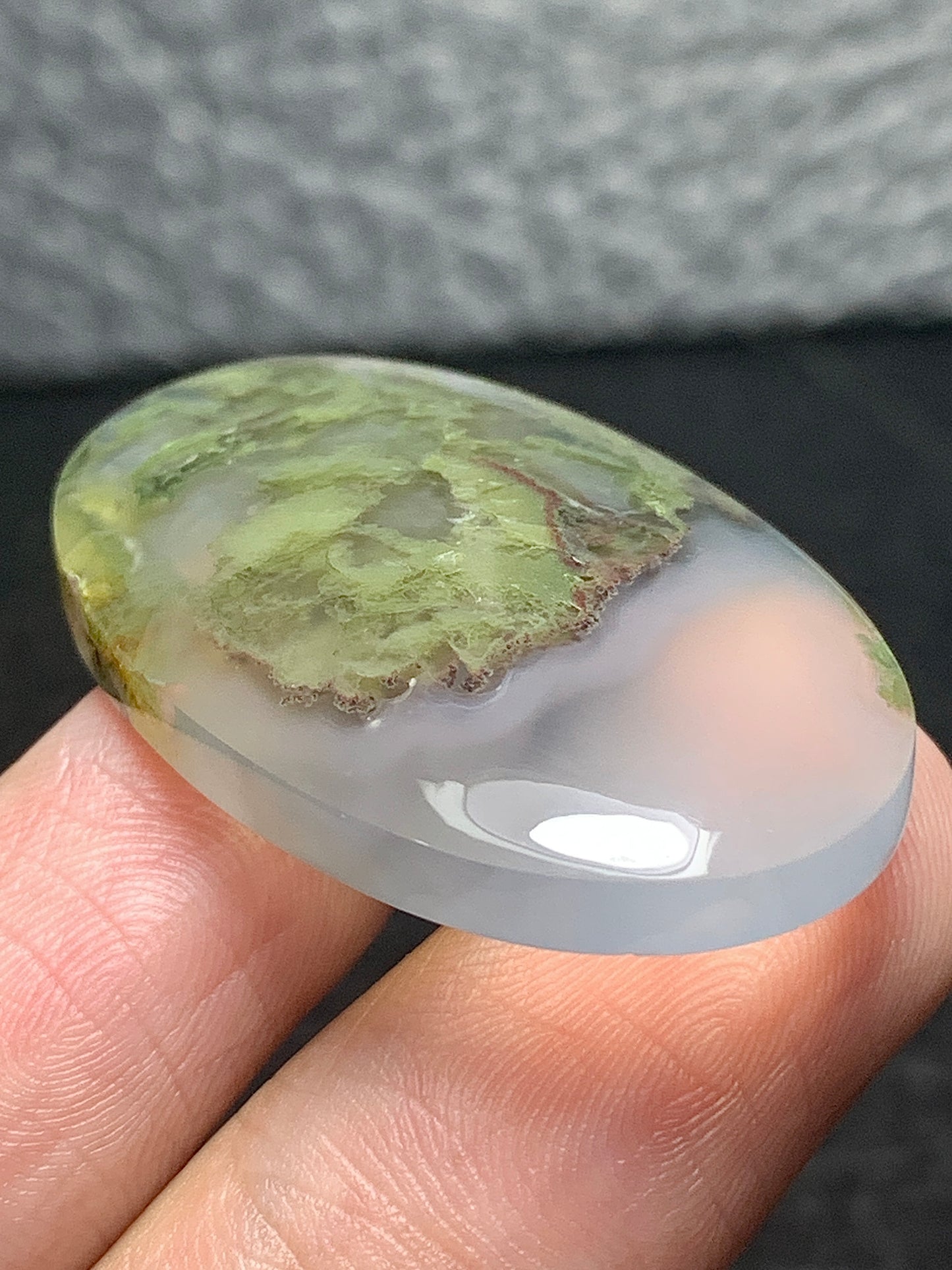 Scenic Moss Agate Oval Cabochon 37x22.5x6.2mm