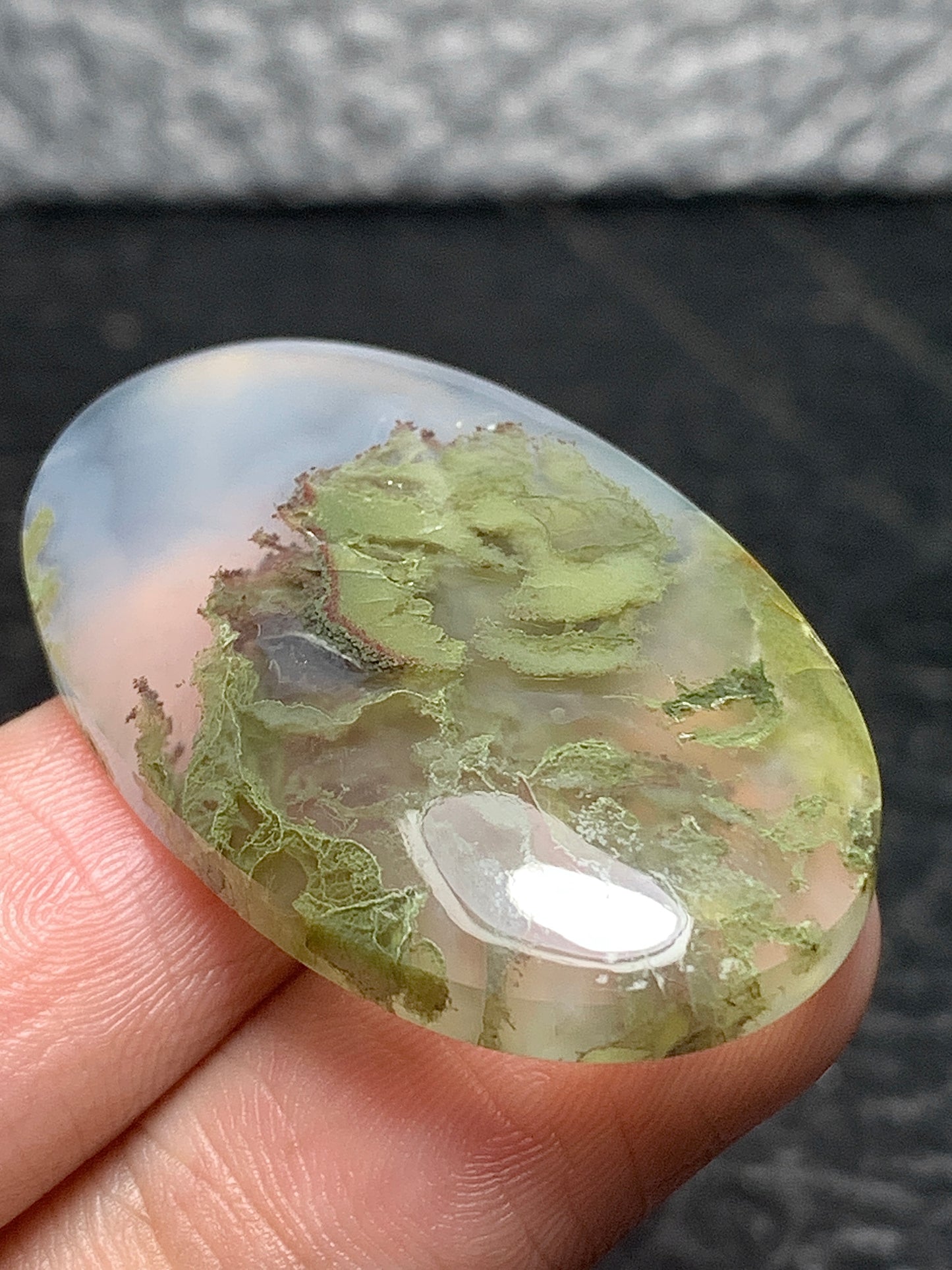 Scenic Moss Agate Oval Cabochon 37x22.5x6.2mm