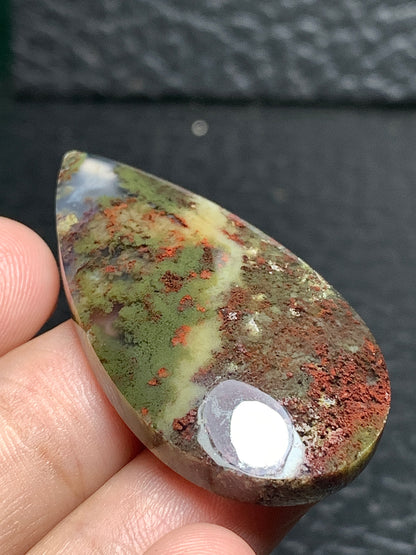 Scenic Moss Agate Teardrop Cabochon 43x22x6.5mm