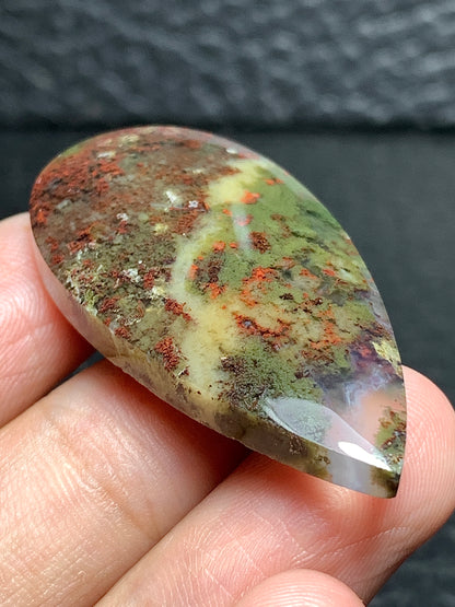 Scenic Moss Agate Teardrop Cabochon 43x22x6.5mm