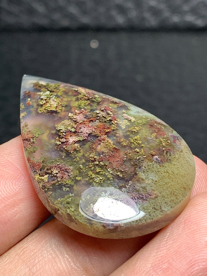 Scenic Moss Agate Teardrop Cabochon 37.5x24.7x6mm