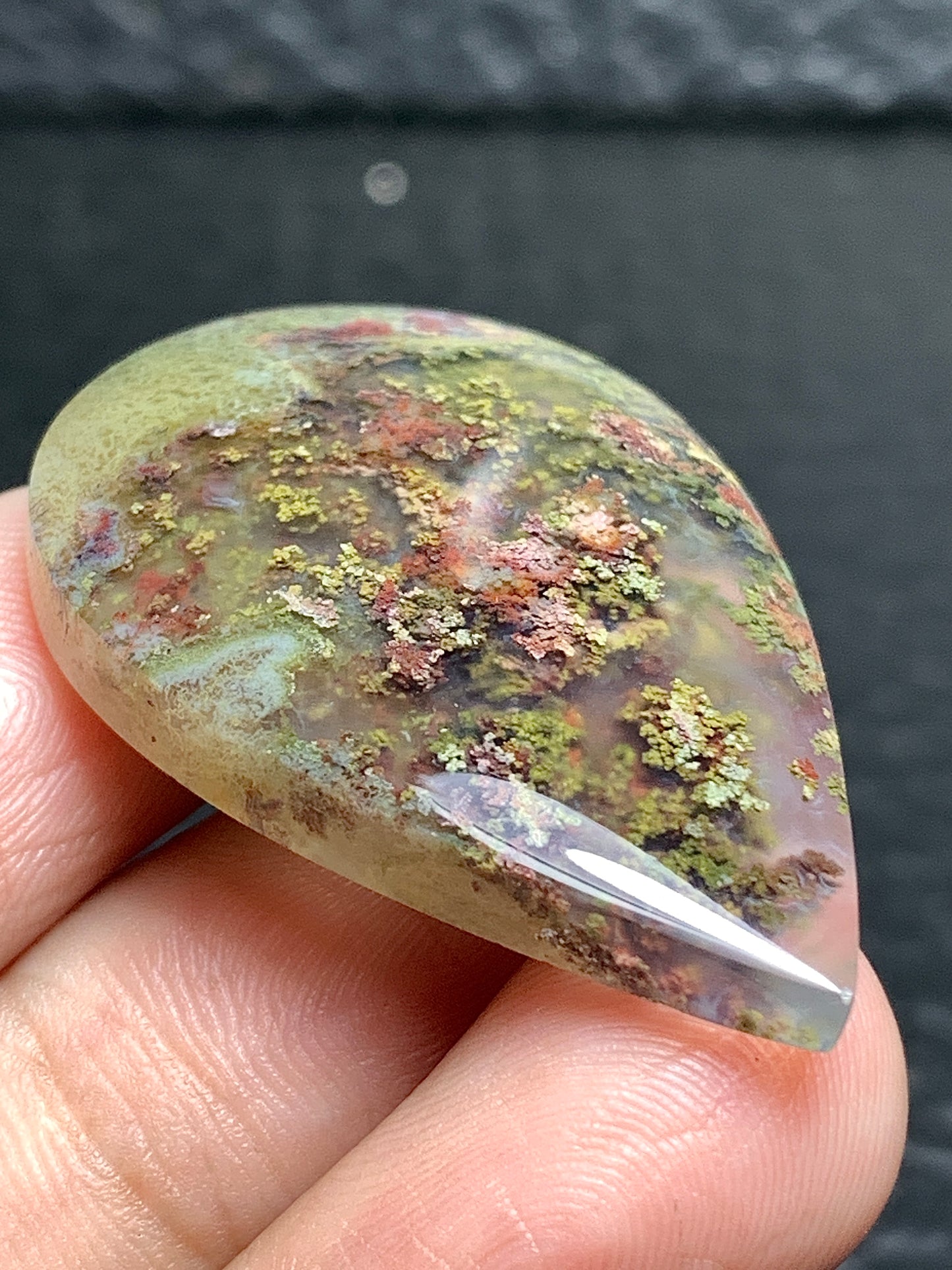 Scenic Moss Agate Teardrop Cabochon 37.5x24.7x6mm