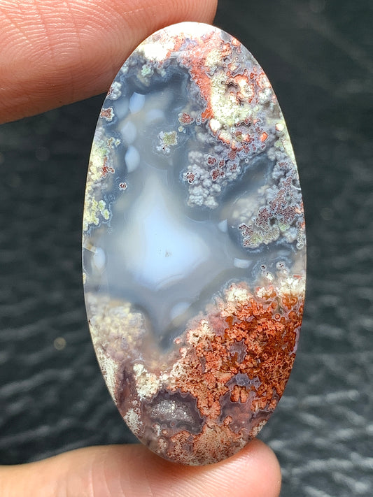 Scenic Moss Agate Oval Cabochon 40x20x6.5mm