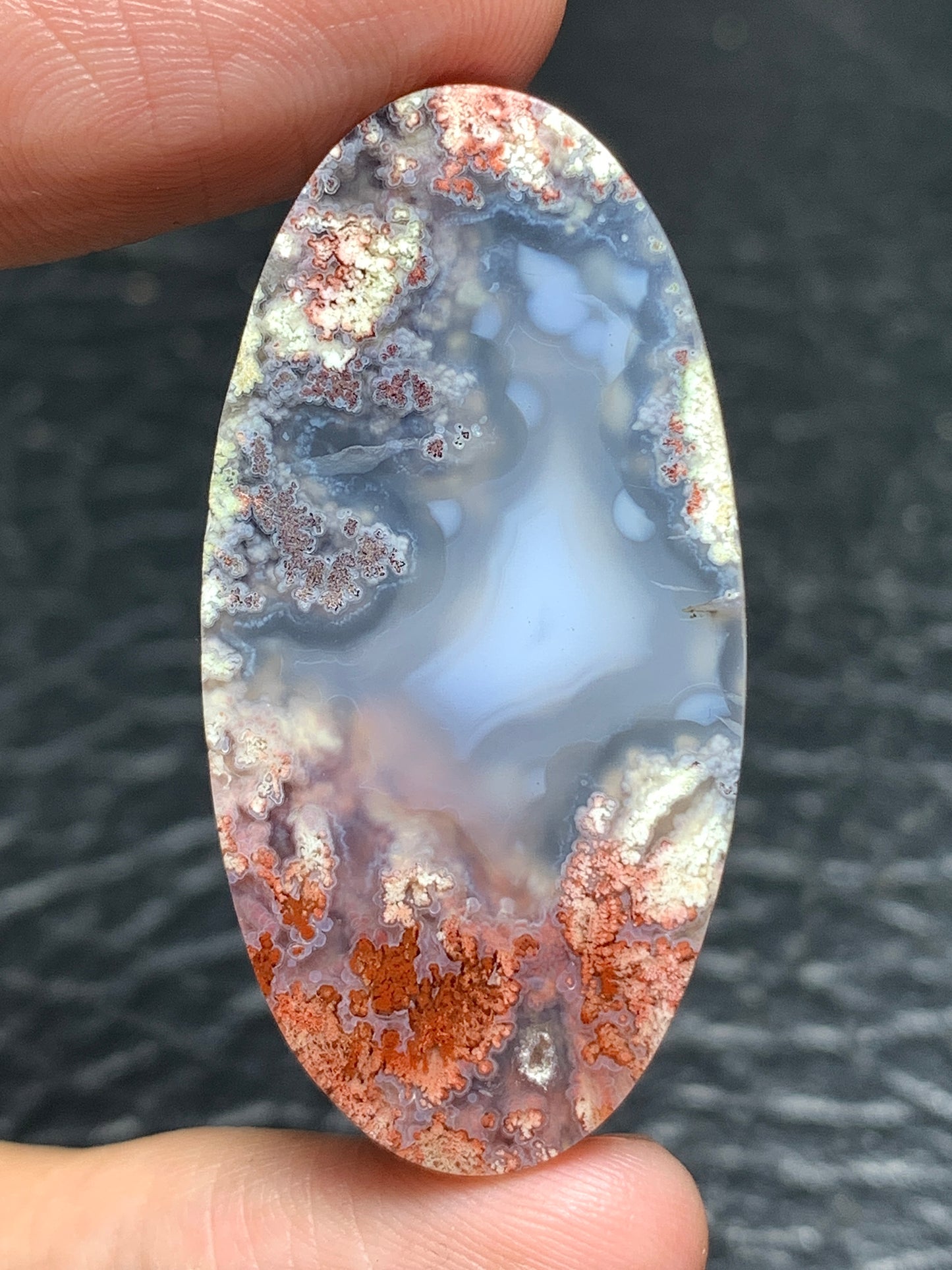 Scenic Moss Agate Oval Cabochon 40x20x6.5mm