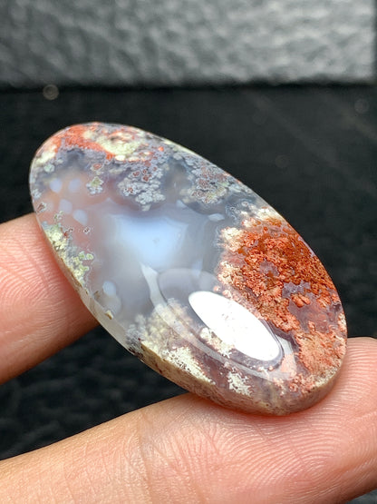 Scenic Moss Agate Oval Cabochon 40x20x6.5mm