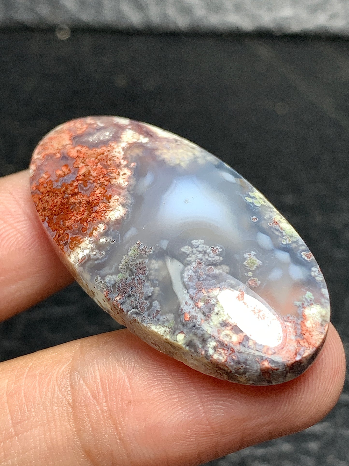 Scenic Moss Agate Oval Cabochon 40x20x6.5mm