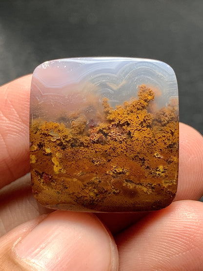 Scenic Moss Agate Rectangle Cabochon 21.5x20.5x6mm