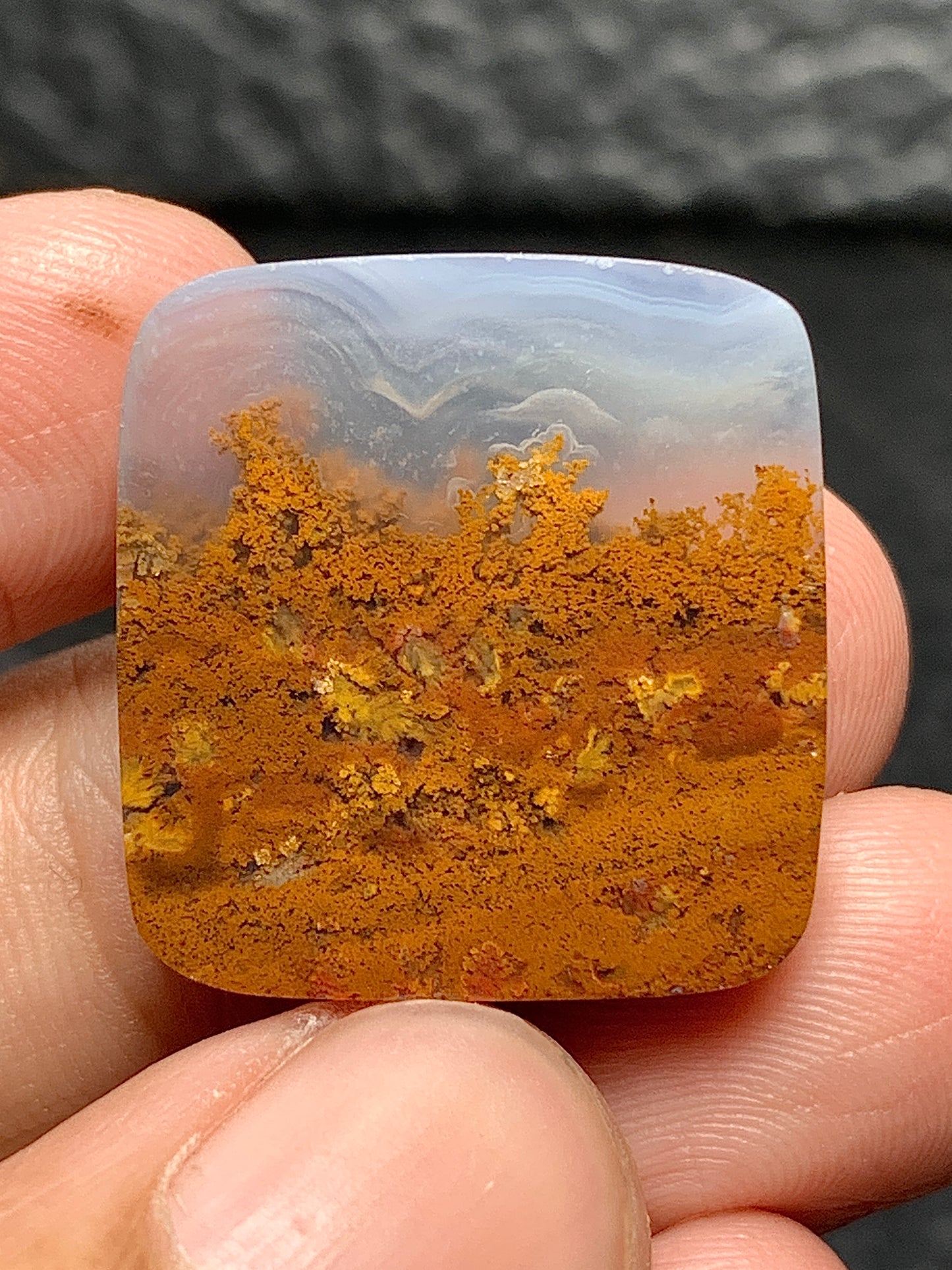 Scenic Moss Agate Rectangle Cabochon 21.5x20.5x6mm