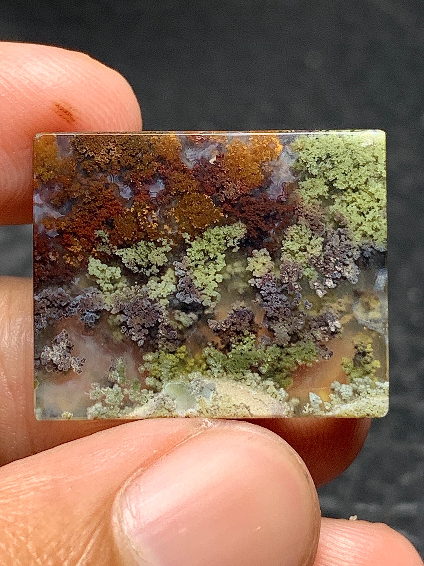 Scenic Moss Agate Rectangle Cabochon 23x19x3.5mm