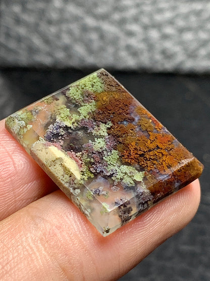 Scenic Moss Agate Rectangle Cabochon 23x19x3.5mm