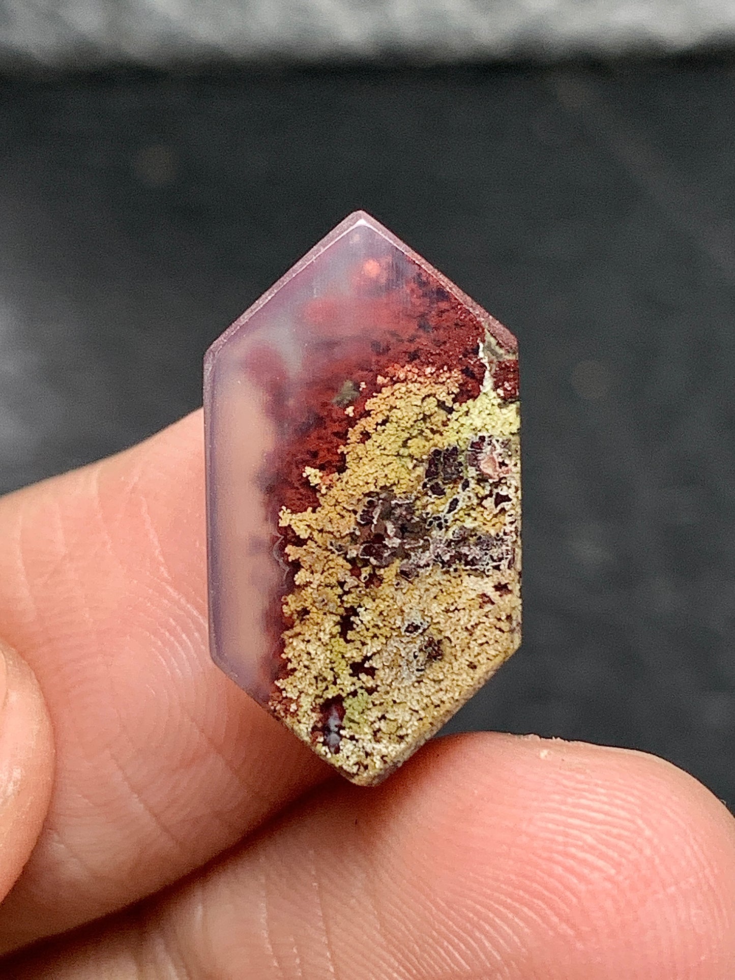 Tiny Scenic Moss Agate Hexagon Cabochon 18x10x3mm