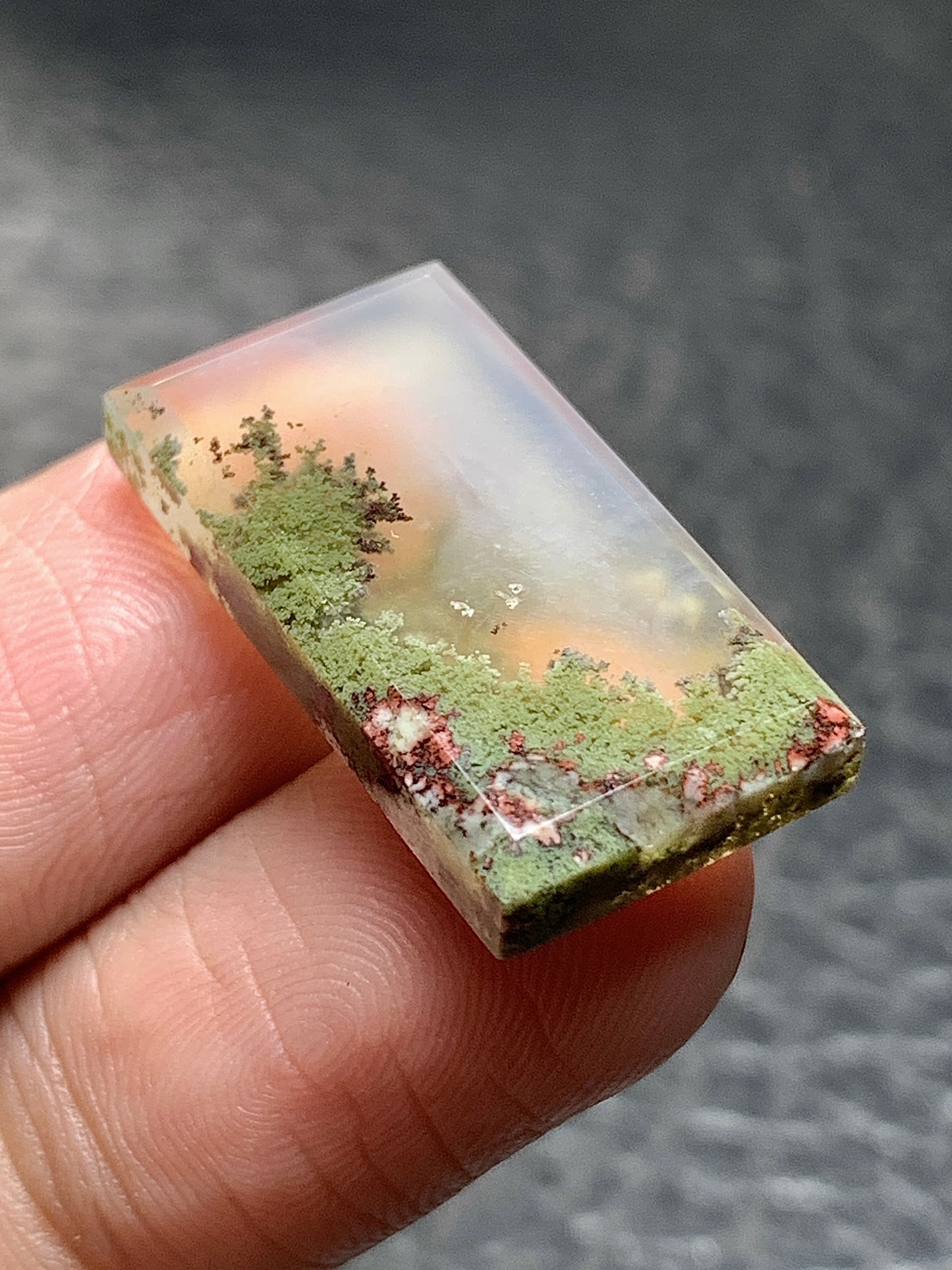 Scenic Moss Agate Rectangle Cabochon 24x13x4mm