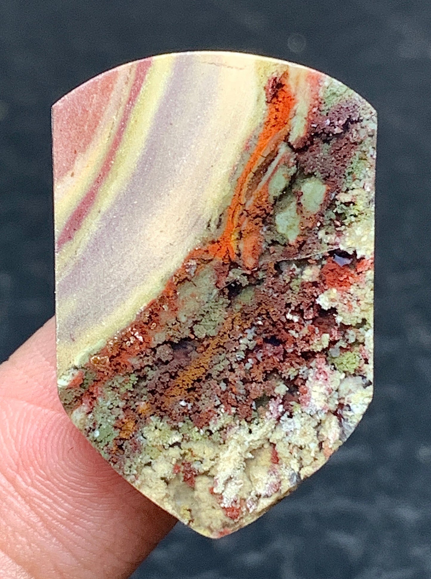 Multicolor Moss Agate Shield Cabochon 28x19x5.5mm