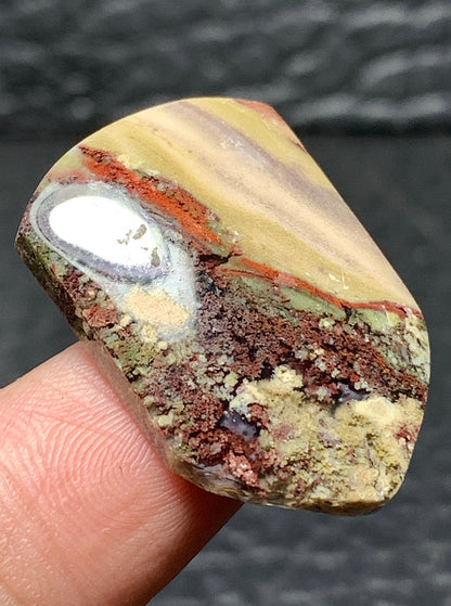 Multicolor Moss Agate Shield Cabochon 28x19x5.5mm