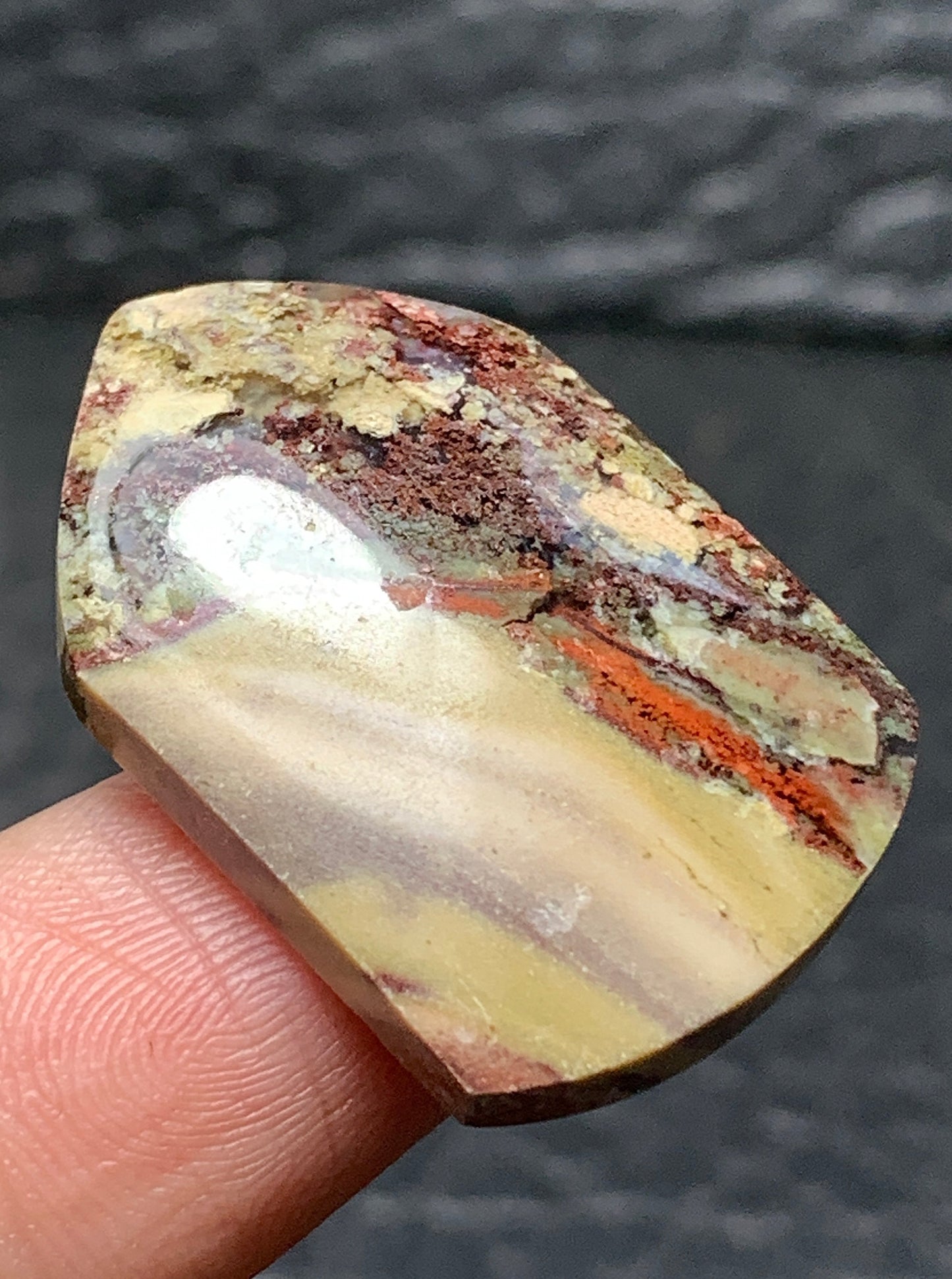 Multicolor Moss Agate Shield Cabochon 28x19x5.5mm