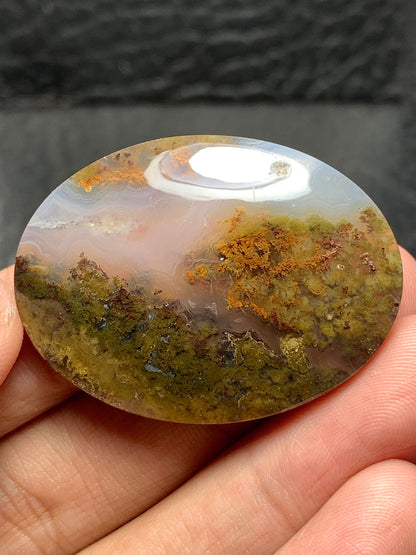 Scenic Moss Agate Oval Cabochon 39.5x29x7mm