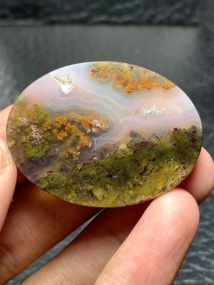 Scenic Moss Agate Oval Cabochon 39.5x29x7mm