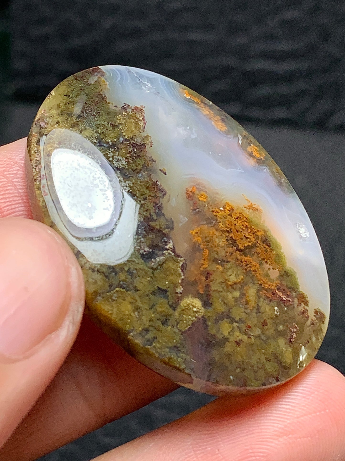 Scenic Moss Agate Oval Cabochon 39.5x29x7mm