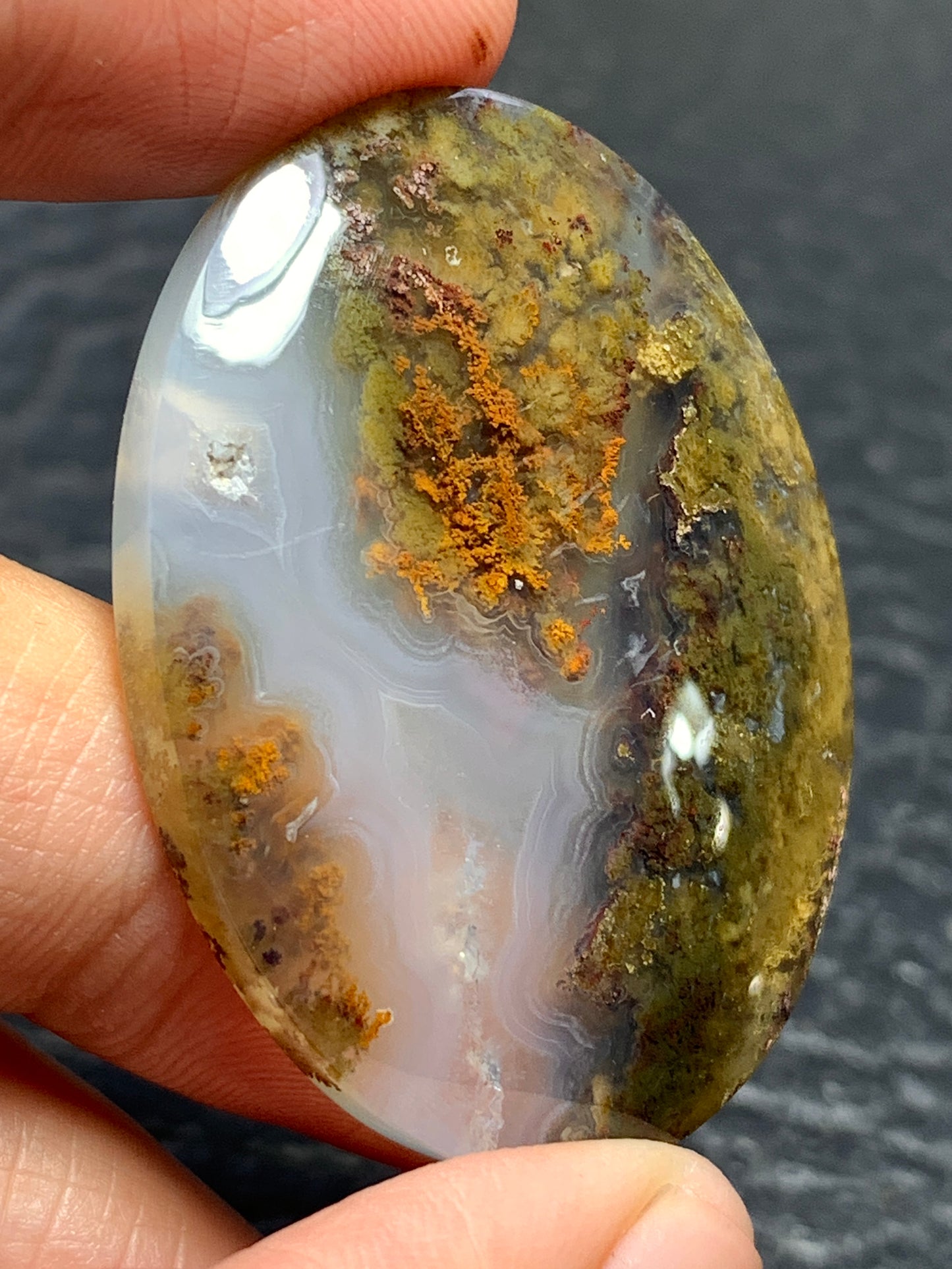 Scenic Moss Agate Oval Cabochon 39.5x29x7mm