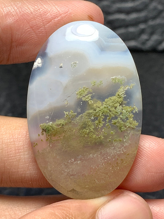 Scenic Moss Agate Oval Cabochon 39x25x7mm