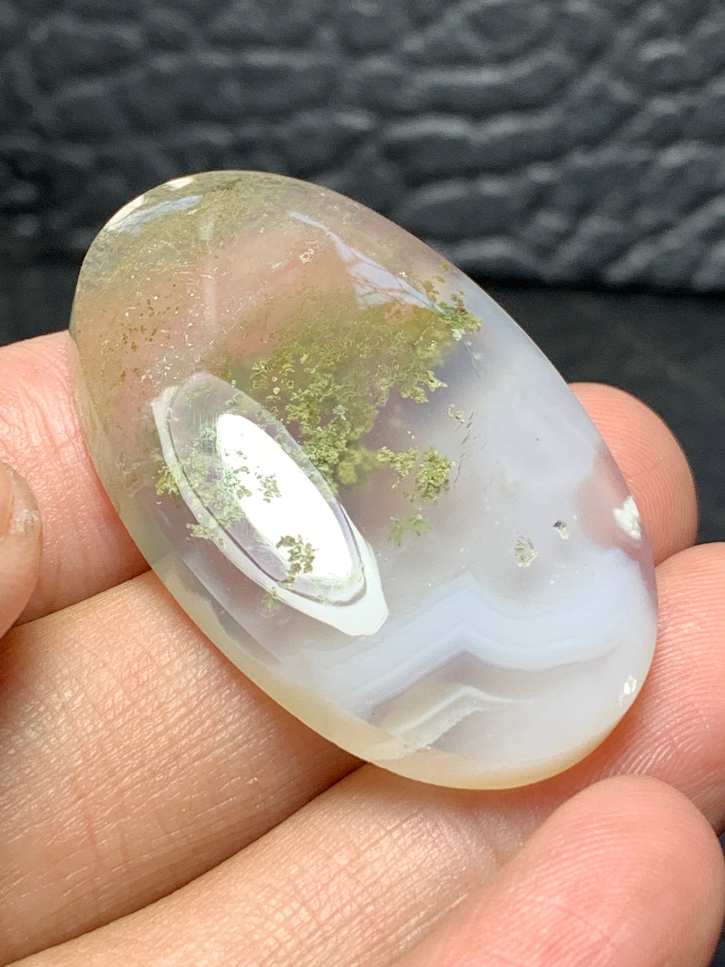 Scenic Moss Agate Oval Cabochon 39x25x7mm