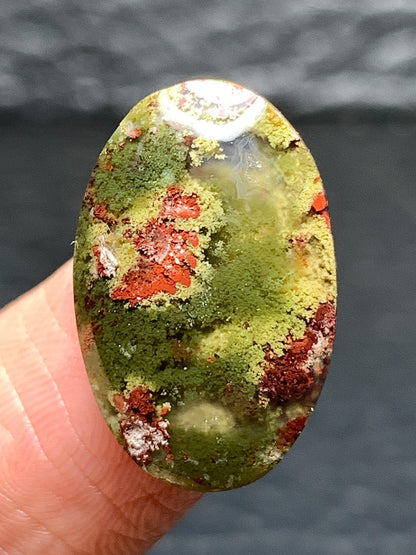 Natural Tiny Moss Agate Oval Cabochon 19x12x4mm