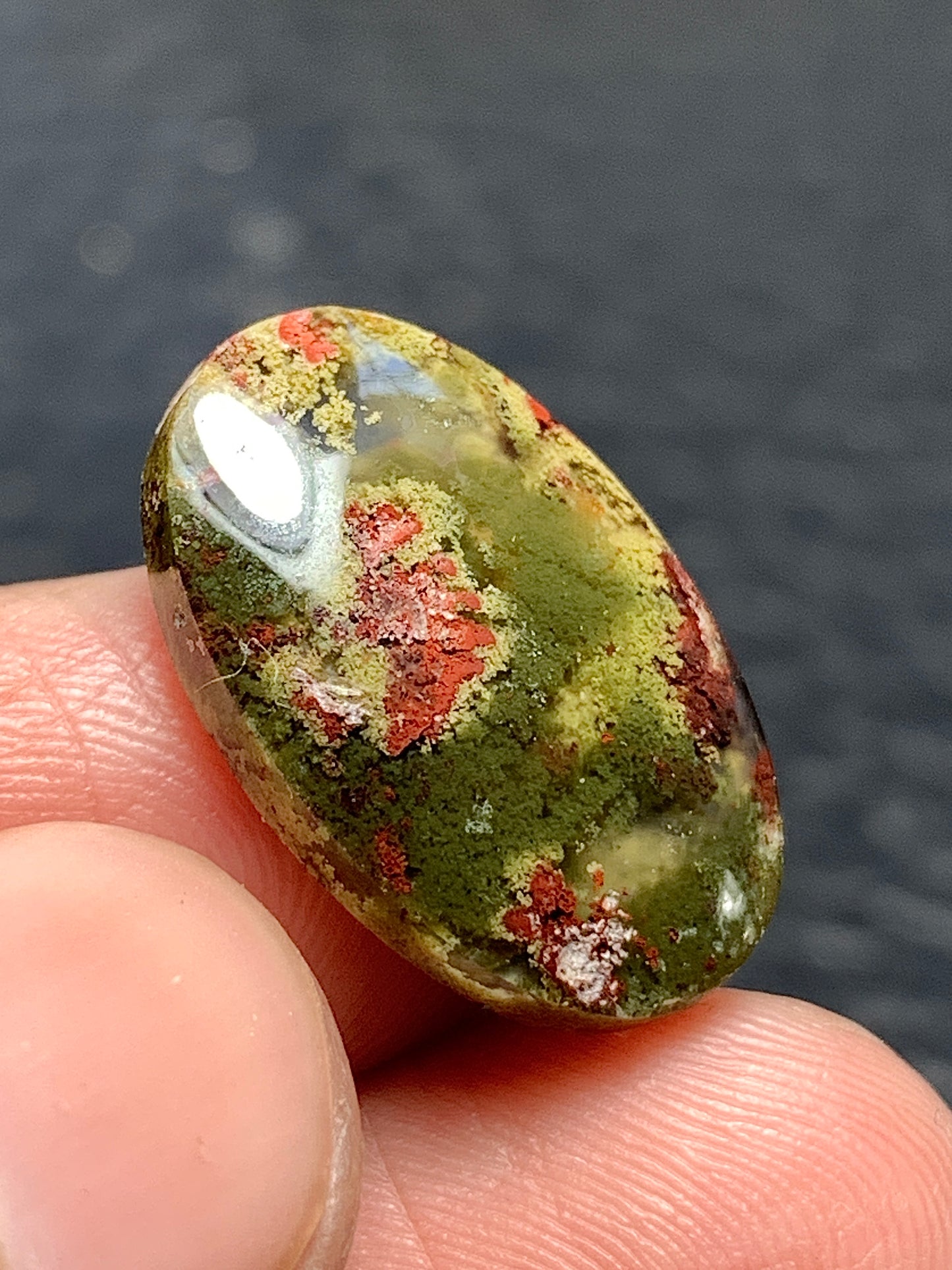 Natural Tiny Moss Agate Oval Cabochon 19x12x4mm