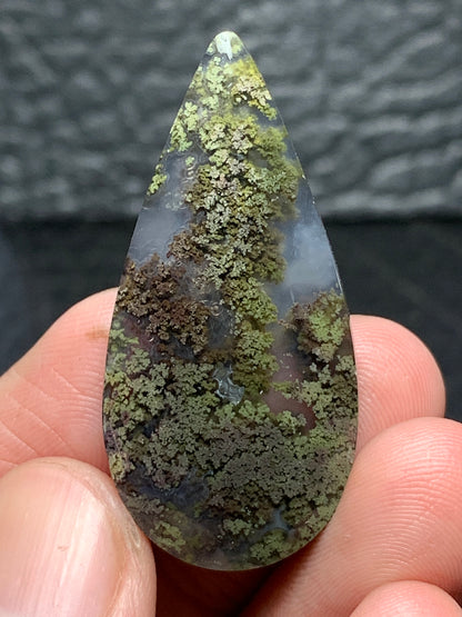 Scenic Moss Agate Teardrop Cabochon 40x19x6mm