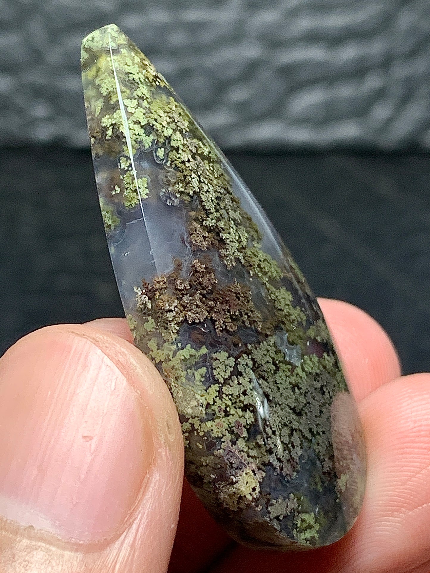 Scenic Moss Agate Teardrop Cabochon 40x19x6mm