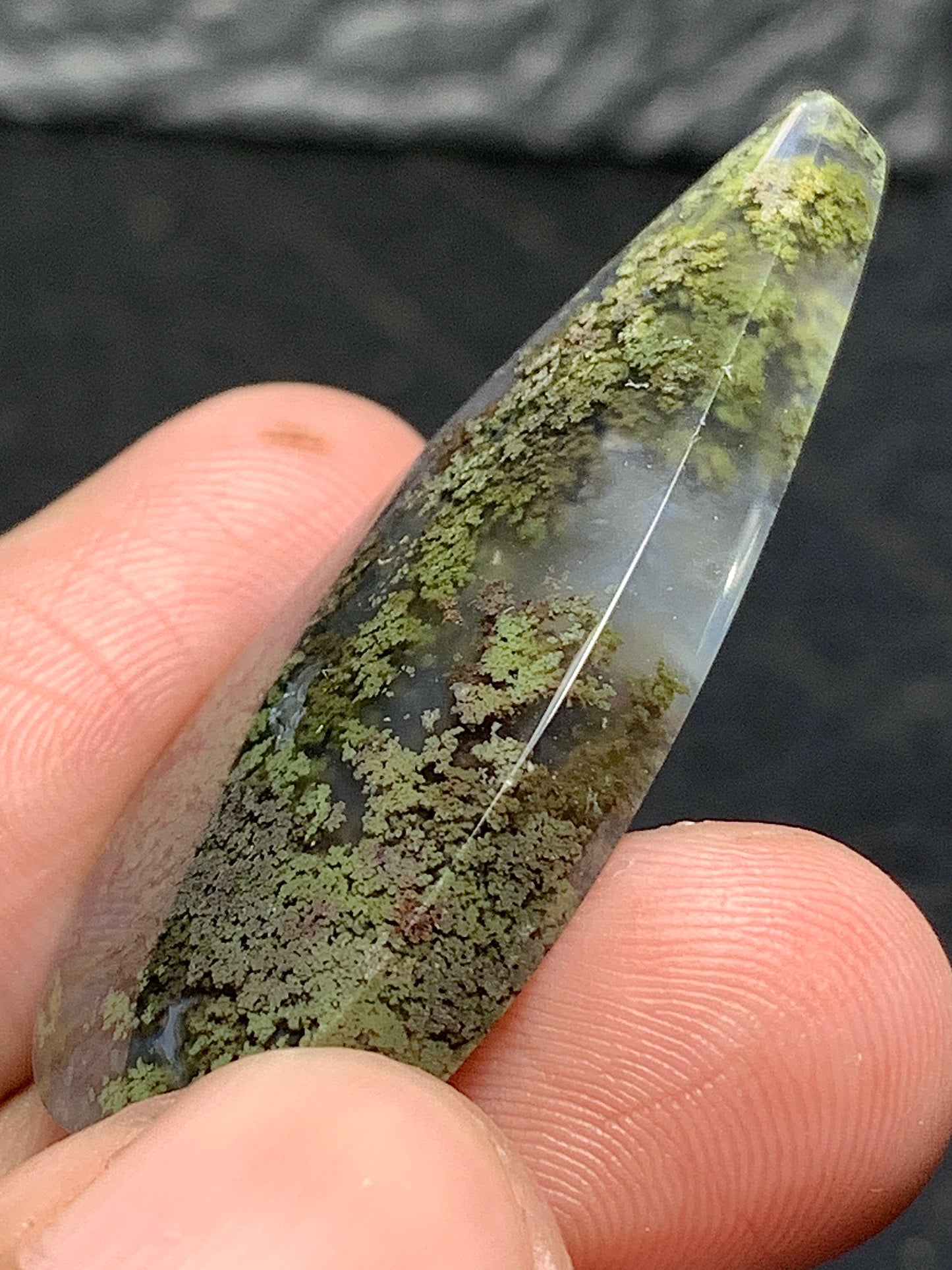 Scenic Moss Agate Teardrop Cabochon 40x19x6mm