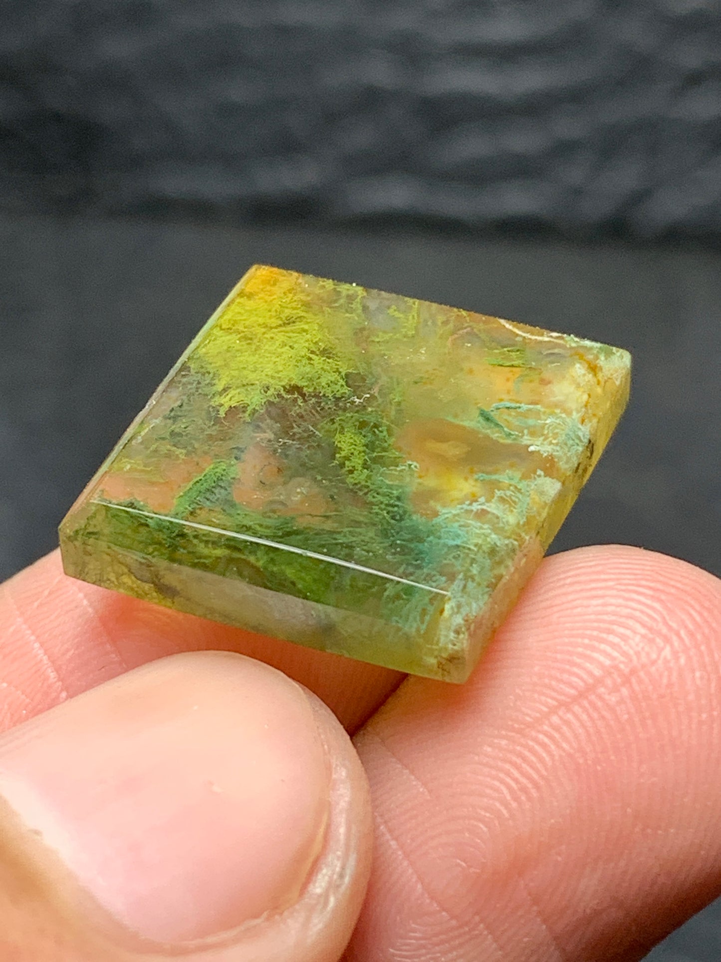 Scenic Moss Agate Rhombus Cabochon 23.5x20x4.5mm